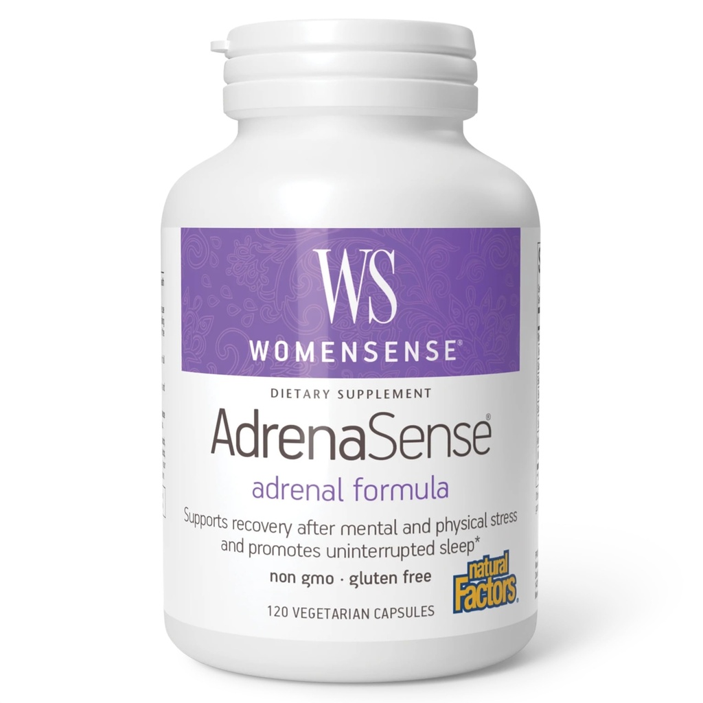 WomenSense AdrenaSense por Fatores Naturais, AdrenaSense, Suplemento de ervas para apoio adrenal e alívio de estresse, Vegan, Não-GMO, 120 Cápsulas