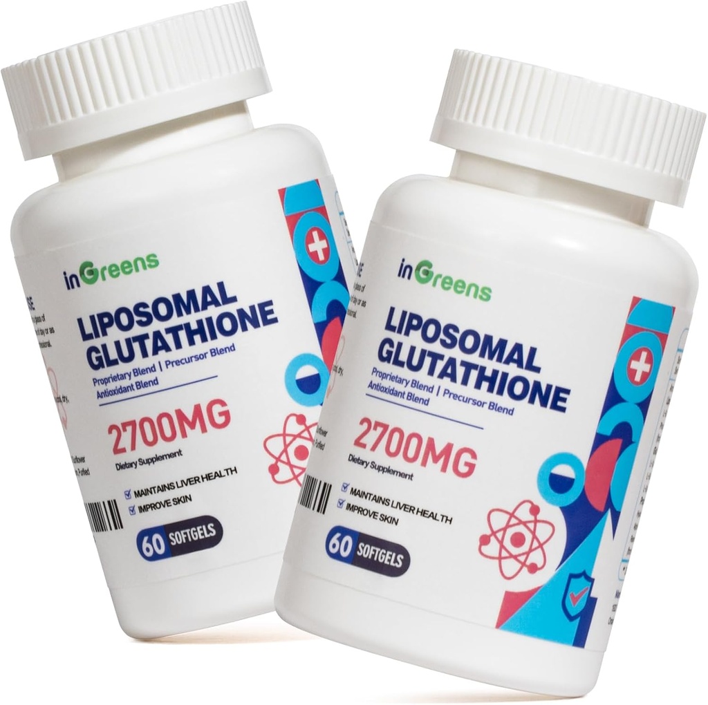 2700 MG Suplemento de Glutationa lipossómica, Absorção Max, Forma ativa L Glutationa redutase (GSH), com Ácido Hialurónico, Resveratrol, Antioxidante Poderoso, Envelhecimento em Saúde, 120 Softgels