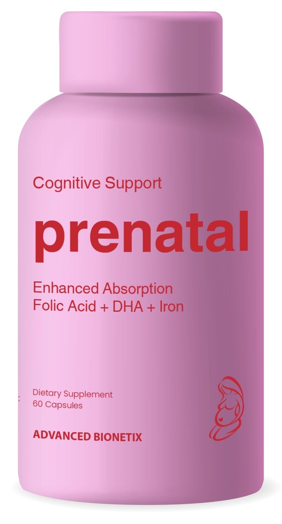 Vitaminas pré-natais bio-disponíveis para mulheres, ácido fólico de folato metilado natural, DHA Omega 3. Multivitamin Pré, Durante e Pós Gravidez