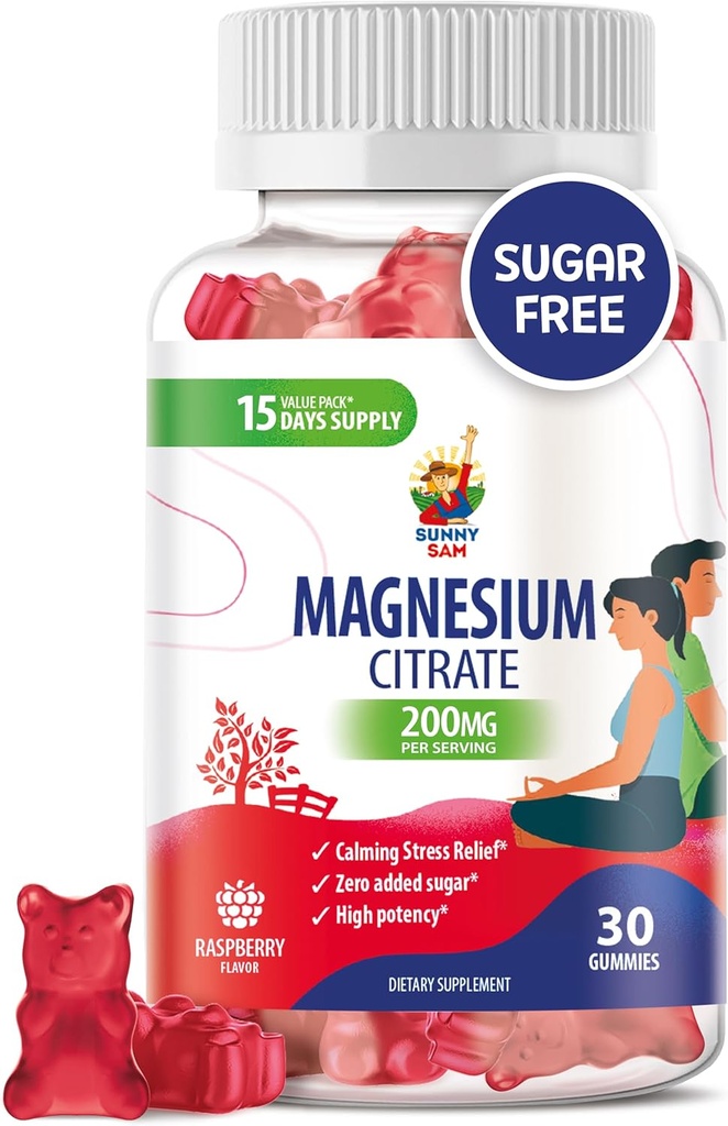 Gummies de magnésio para crianças e adultos - 200mg - Calm Magnesium Chews - Magnesium Citrate Chewable Supplement for Mood & Muscle Support