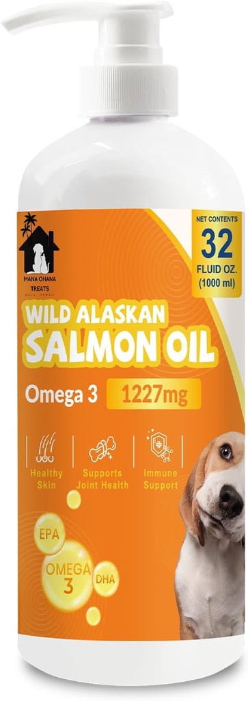 Óleo de salmão para cães e gatos . Omega 3 Suplemento de óleo de peixe para pele saudável & casaco, articulação e suporte ósseo, alívio de alergia e defesa de inflamação ..