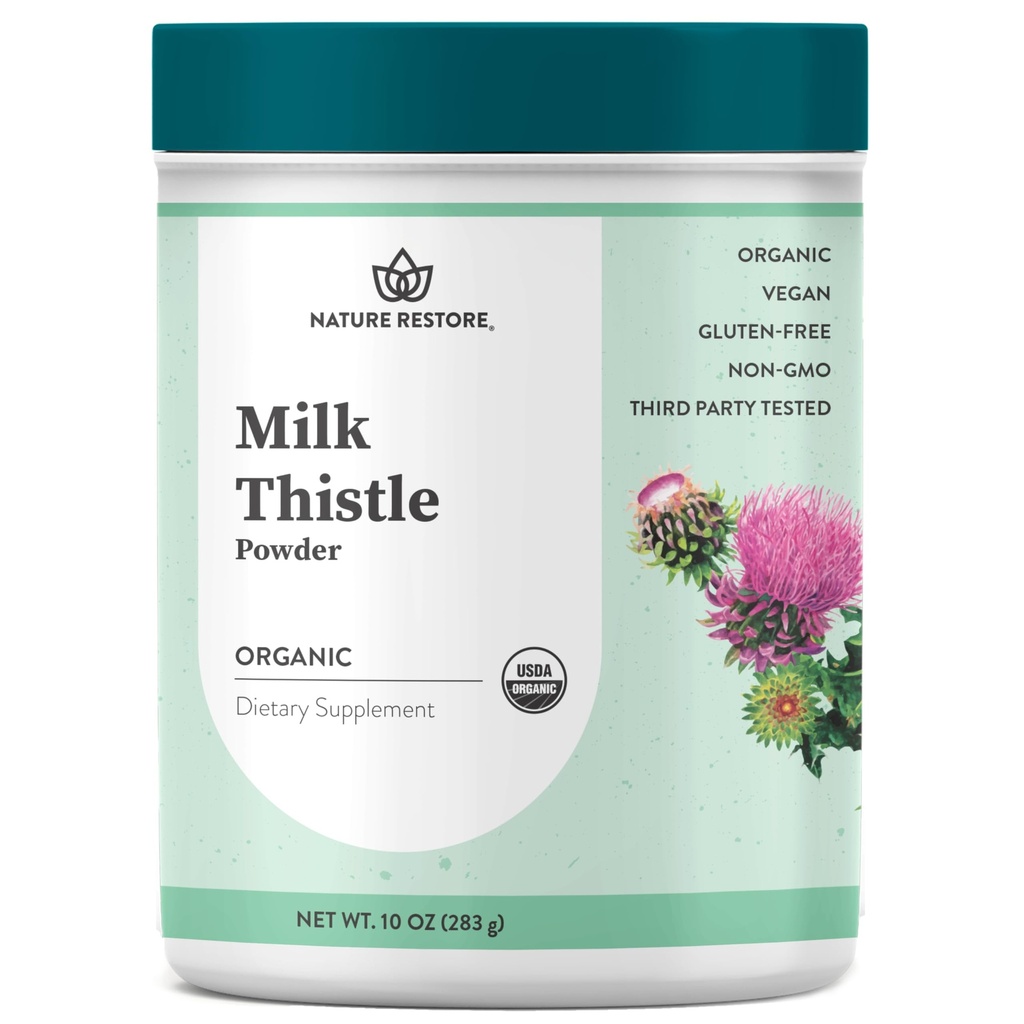 Restaurar a natureza USDA Certified Organic Milk Thistle Seed Powder, 10 onças, embalado na Califórnia