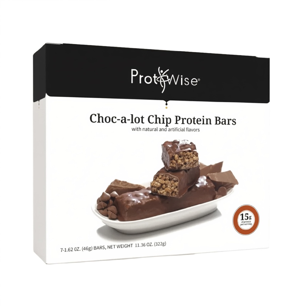 ProtiWise – Choc-A-Lot-Chip alta proteína 15g Bar , 7 / Caixa , Perda de peso, Dieta, Keto Friendly, Controle de fome, Substituição de refeições, Glúten livre, Baixa gordura, Açúcar baixo