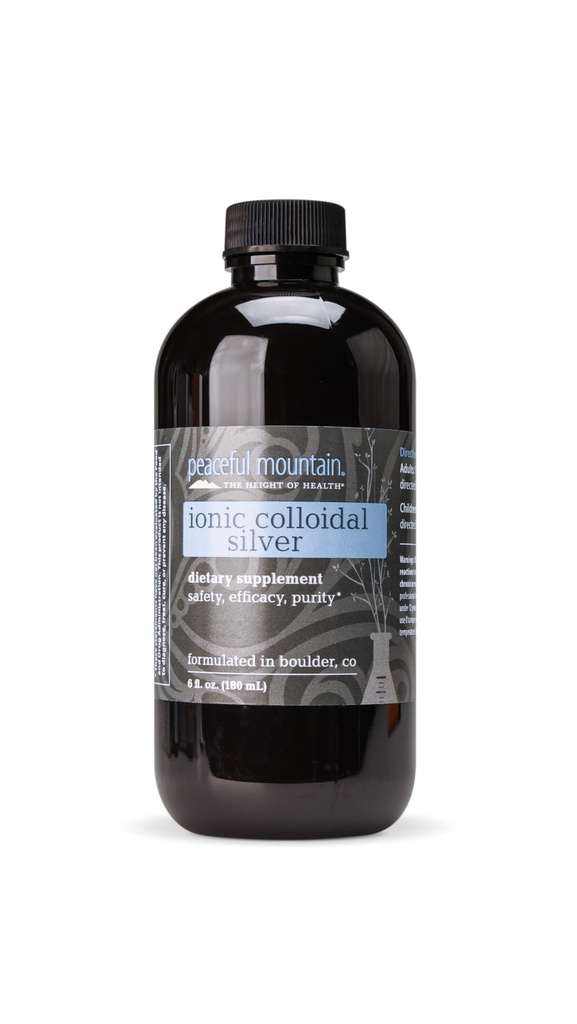 Peaceful Mountain Ionic Colloidal Silver - Suplemento de prata natural para suporte do sistema imunológico - 6 onças