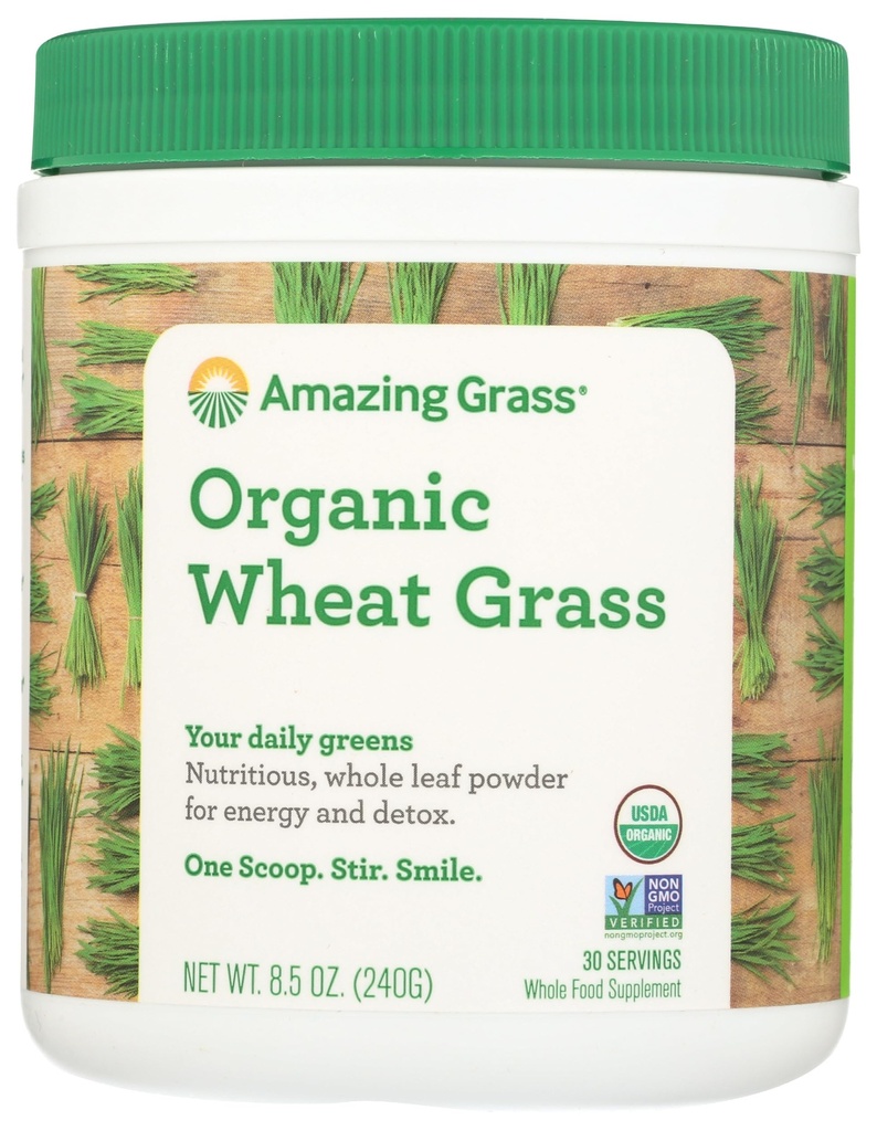Pó de grama de trigo incrível: 100% de grama de trigo de folha inteira pó para energia, Detox e suporte de imunidade, Chlorophyll fornecendo verdes, 30 Servings