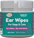 Beneficiar Produtos para Animais de estimação Toalhitas de Orelhas - Limpador de Orelhas para Cães Para Prevenir Infecções, Coceiras e Odor - Aloe & Eucalyptus, Toalhitas de Orelhas - 100 Contagem