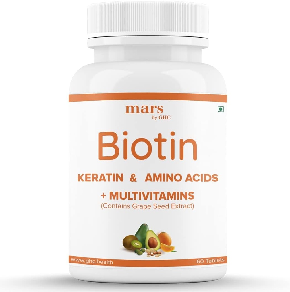 Beard Biotin, Promove o crescimento mais forte e mais grosso da barba, Alimentado com vitamina A, vitamina E, vitamina B7, queratina e aminoácidos 100% Vegan (60 comprimidos - pacote de 1)
