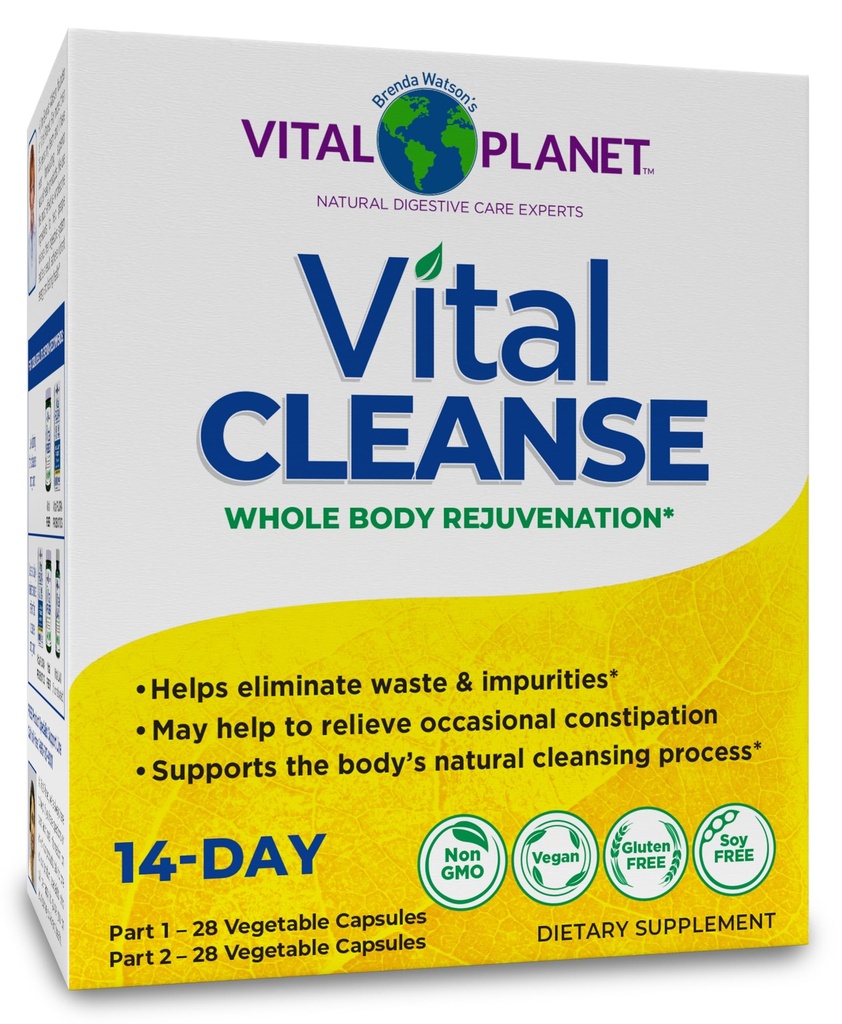 Planeta Vital - Limpeza Vital com Cardo de Leite, Magnésio, Cabo Aloe e Ervas, Suplemento Natural para Obstipação Ocasional e Eliminação Saudável, Kit 2-Parte - 14 Dia, 56 Cápsulas