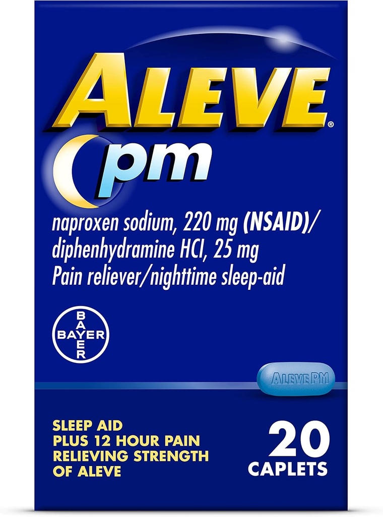 Aleve alívio da dor e ajuda ao sono noturno Naproxen Caplets de sódio ‐ 20
