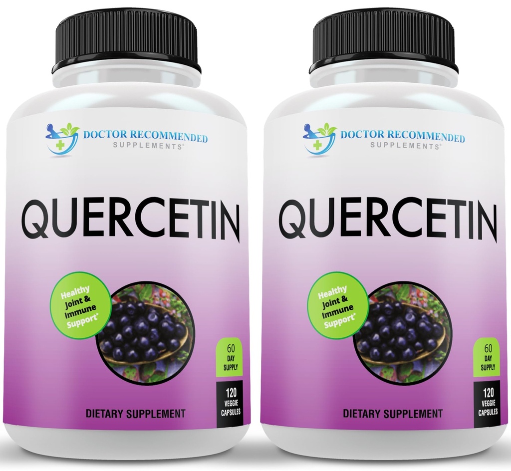 DOCTOR RECOMENDADO COMPLEMENTOS Quercetin 1000mg por serviço - Suplemento Vitamina, (Vegan   , Não-GMO) (120 Cápsulas Veggie, Embalagem de 2)