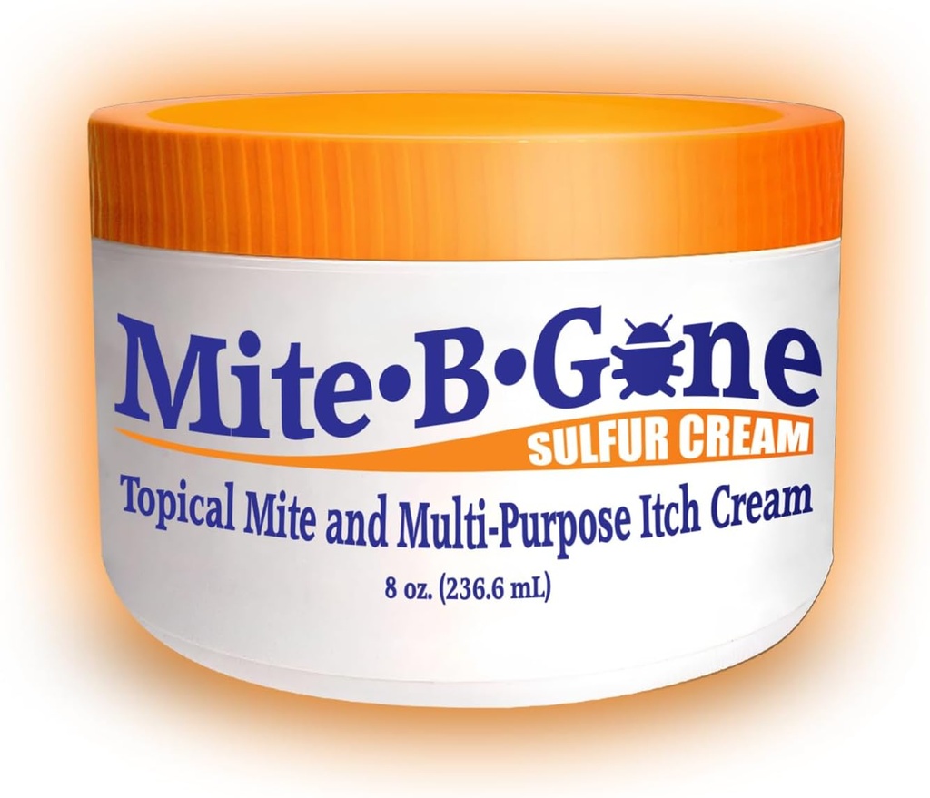 Mite-B-Gone Mite Cream & Bite Relief - 10% Natural Blend Enxofre Creme para Bites Multi-Purpose, Vermelhidão, Coceira, & Irrigação □ Seguro para Crianças e Adultos
