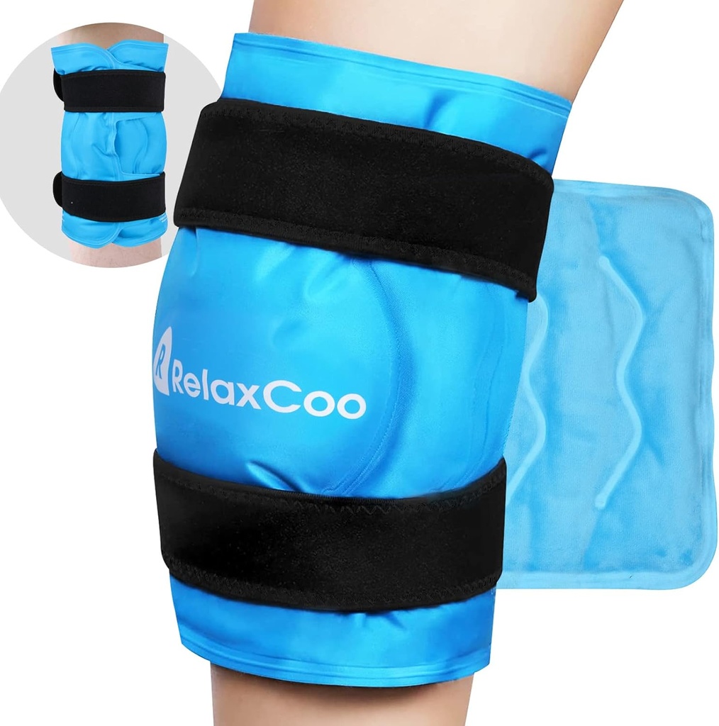 XXL Knee Pacote de gelo Envoltório, Pacote frio reutilizável para dor e alívio da inchação do joelho