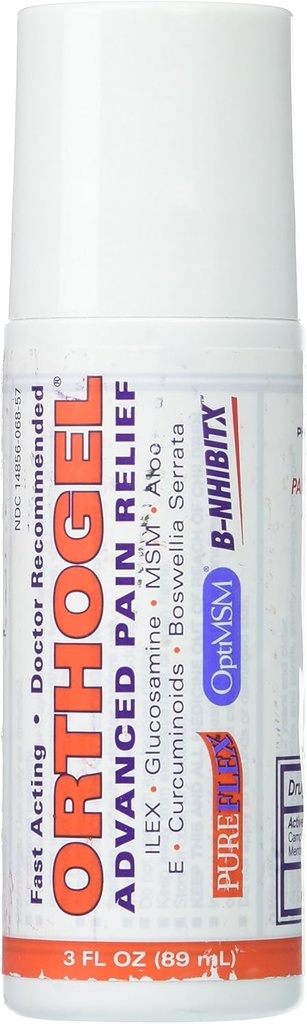 Orthogel avançado terapia fria alívio da dor Gel Roll On, 3 onças (Pacote de 3)