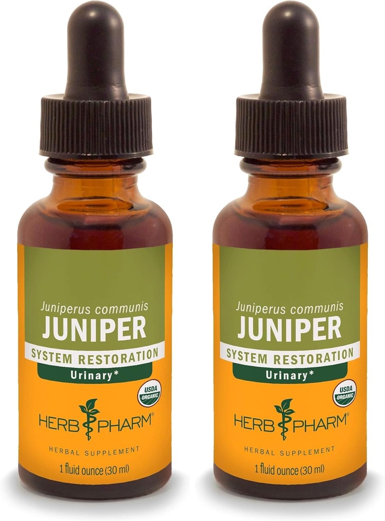Herb Pharm certificado extrato líquido orgânico para sistema urinário Suporte Juniper 1 Fl Oz (Pacote de 2)