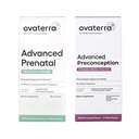 Ovaterra Advanced Prenatal & Preconception Multivitamin Bundle para Mulheres com DHEA 25mg, Choline 550 mg, Folato (Metilfolato) 1,010 mcg, Omega-3 DHA, EPA, Quelated Iron 364 Cápsulas - Fonte de 28 dias