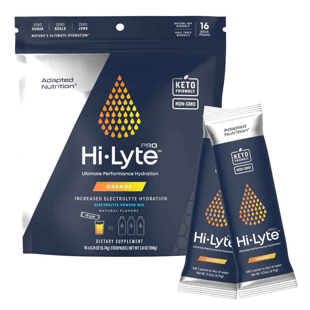 Adaptado Nutrição Hi-Lyte Pro Pacotes de Hidratação - 16 Pacotes de bebida individual □ Laranja