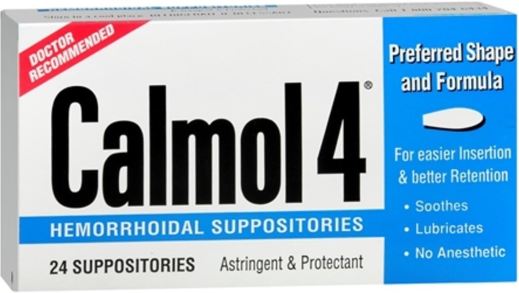 Calmol 4 Supositórios hemorroidais 24 Cada (Pacote de 3)