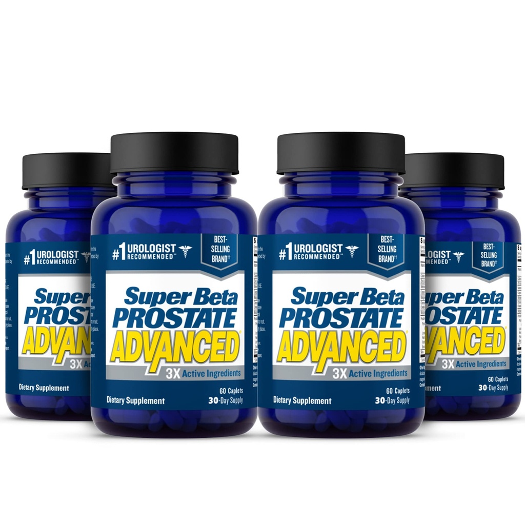 SUPER BETA PROSTATE Avançado – Promova o sono, o esvaziamento da bexiga de suporte. Suplemento de Suporte de Próstata para Saúde do Homem com Beta Sitosterol, não Saw Palmetto. (240 Caplets, 4-Pack)