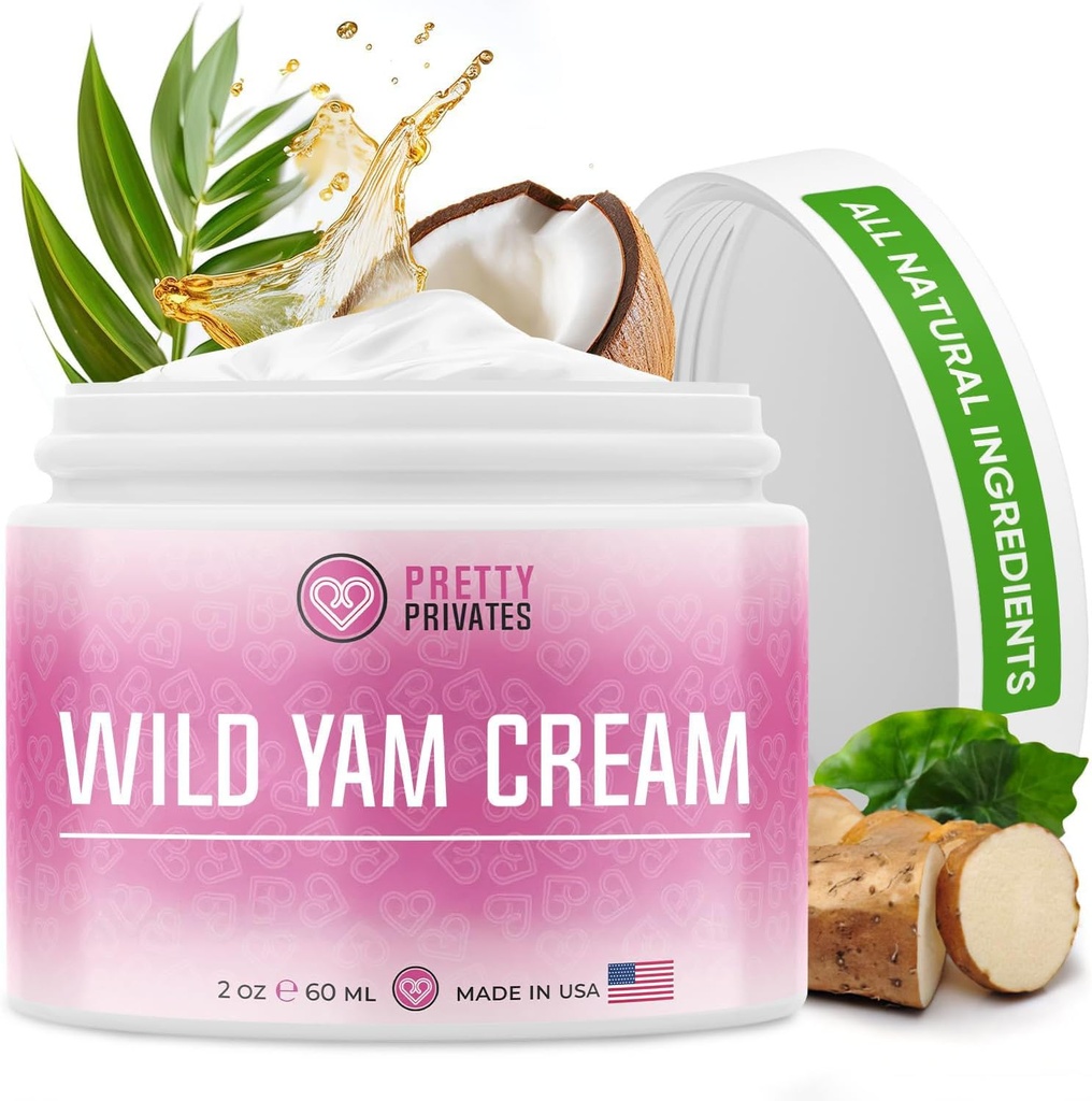 Creme de Yam selvagem orgânico para equilíbrio de hormônios - Raiz selvagem natural para suporte de hormônios - Suporte Menstrual de sono de humor confortável para mulheres com óleo de inhame selvagem