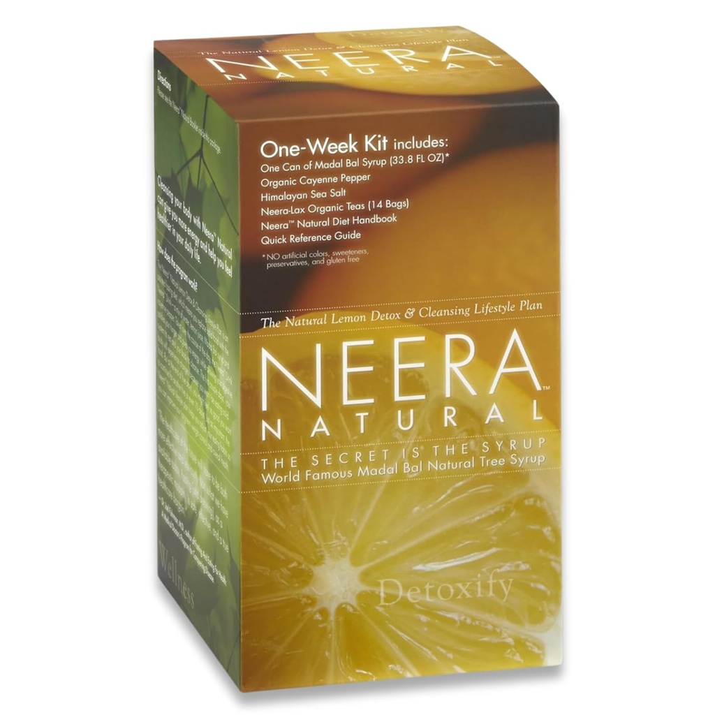 Neera Natural One Week Pack Master Cleanse Diet - Metabolismo Booster Limonada Detox Colon Cleanser & Detox Gut Cleanse, Master Cleanse Lemon Cayenne Maple Detox, 7 Day Cleanse Kit