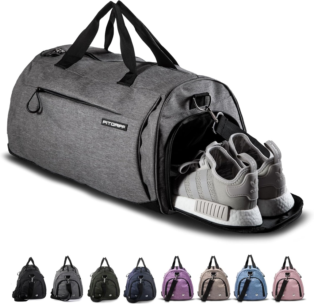 Bolsa Fitgriff® Gym para homens e mulheres com calçado e compartimento molhado - Bolsa de Duffle para viagens, esportes, fitness e treino