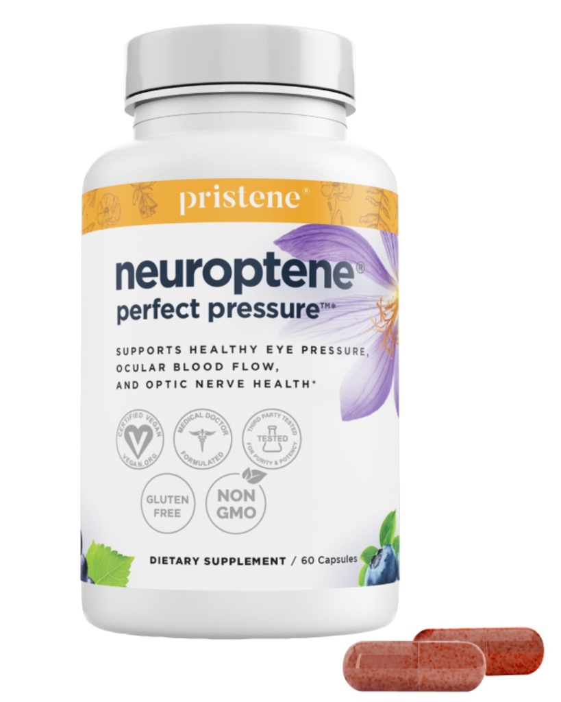 Bilberry Supplement for Eyes – Vitaminas Oculares com CoQ10, Niacinamida, Extrato de Sementes de Uva e Açafrão – Suporta Pressão e Nervo Óptico Saúde – Neuropteno 60 Cápsulas