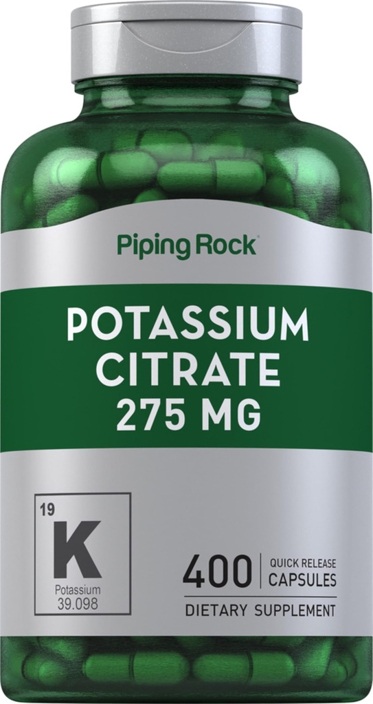 Piping Rock Suplemento de Citrato de Potássio 275 mg 400 Cápsulas