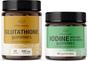 HERBAMA Kit de glutationa e iodo - pacote de 500 mg L-Glutationa reduzida & Potássio pastilhas de iodo - Vegan, Não-GMO, Gelatina-Free - 2 Pack