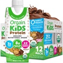 Orgain Organic Kids Protein Nutritional Shake, Chocolate - 8g de proteína, 22 vitaminas e minerais, frutas e vegetais, sem glúten, sem soja, sem OGM, 8.25 Fl Oz (Pacote de 12)