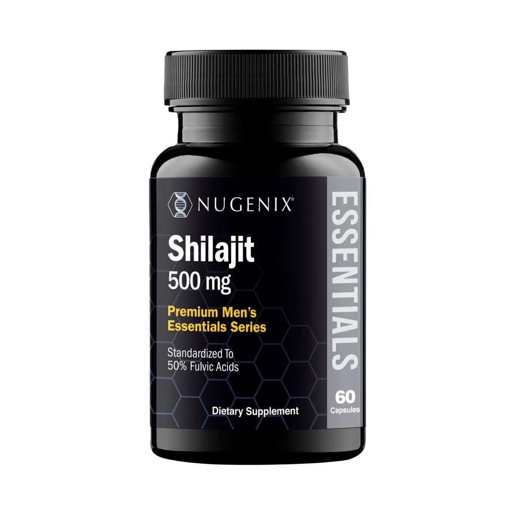 Nugenix Essentials Shilajit Cápsulas Suplemento para Homens e Mulheres - 500mg, padronizado a 50% Ácidos Fulvicos, Himalaia, 60 Cápsulas