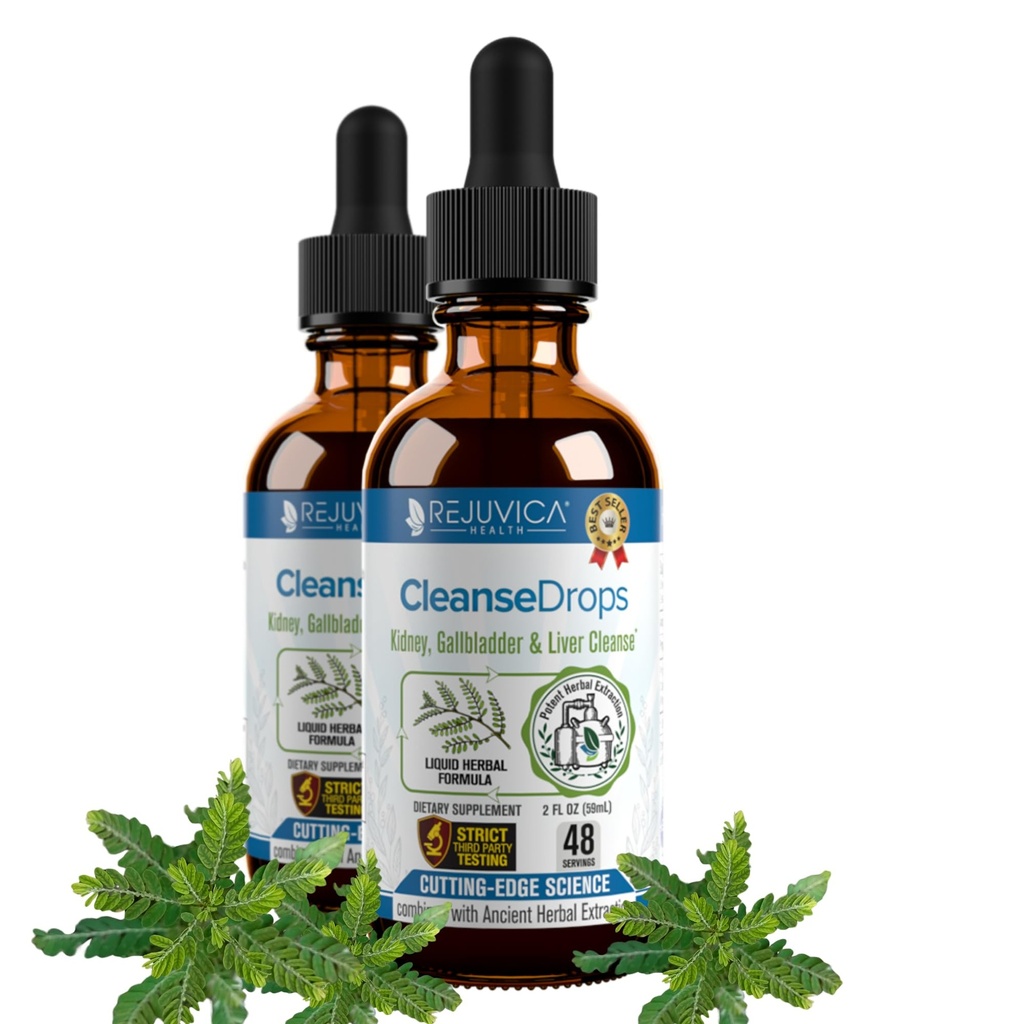 Rejuvica Health Cleanse Drops - Advanced Kidney & Gallbladder Cleanse Support Supplement - Entrega líquida para melhor absorção - Chanca Piedra Usado na floresta amazônica