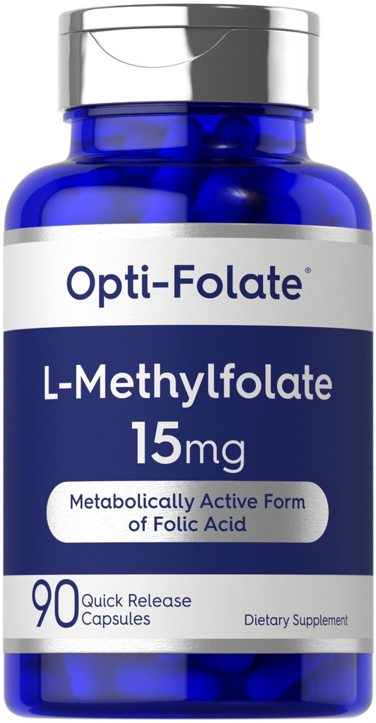 Carlyle L Metilfolato 15mg – 90 Cápsulas – Potência Máxima – Otimizado e Ativado – Não-GMO, Sem Glúten – Folato de metilo – 5-MTHF –
