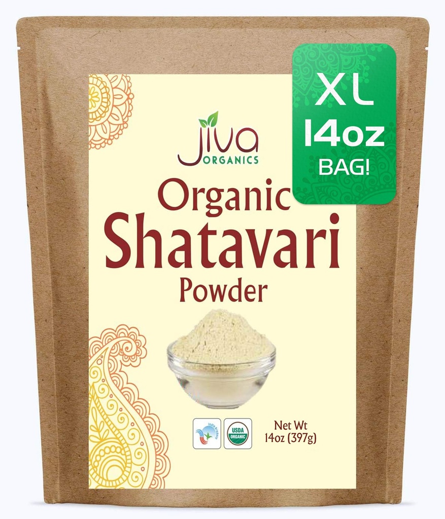 Jiva Orgânico Shatavari pó 14 Ounce Bulk Bag - Aspargus racemosus - Erva pura ayurvédica