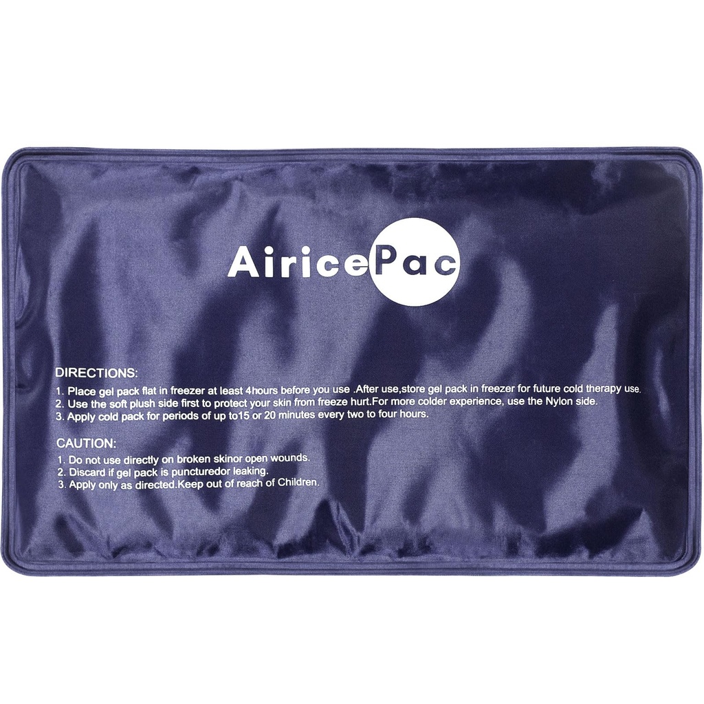 Pacotes de gelo AiricePac para lesões reutilizáveis, Gel Cold Pack para joelho ombro cotovelo cotovelo quadril dor alívio, terapia de compressão fria para inchaço, contusões, cirurgia, 7”x 11”, Azul