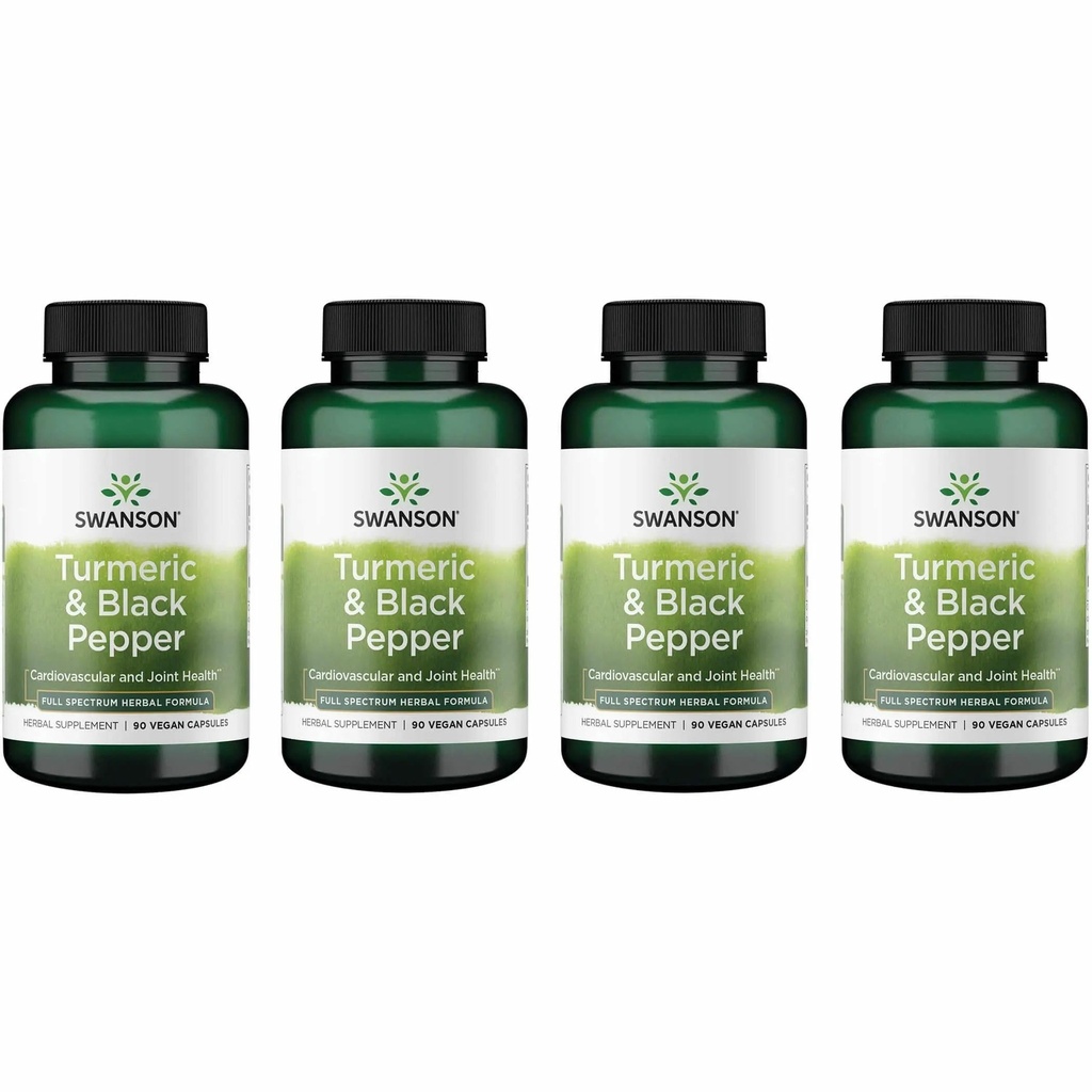 Swanson Premium- Açafrão e Pimenta Negra - Antioxidante, Digestão e Suporte Conjunto - 90 tampas de Veg (4 Pack)