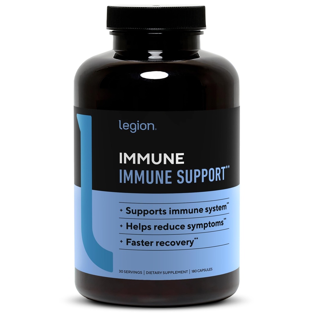 LEGION Imune- Imune Booster para adultos, Natural Immunity System Support w/Vitamin C (500mg), American Ginseng, Guduchi, e suplemento de alho.
