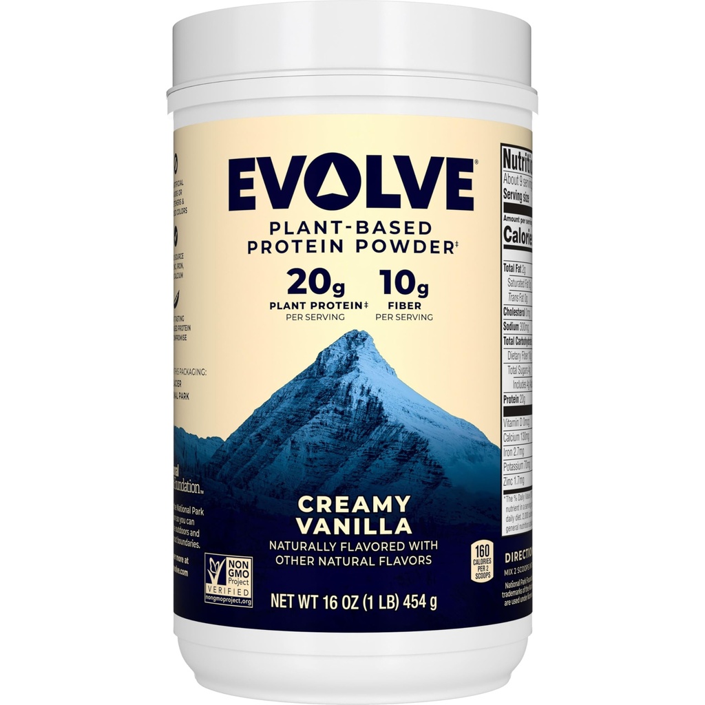 Evolver pó de proteína, Baunilha Ideal, 20g de proteína, 1 libra
