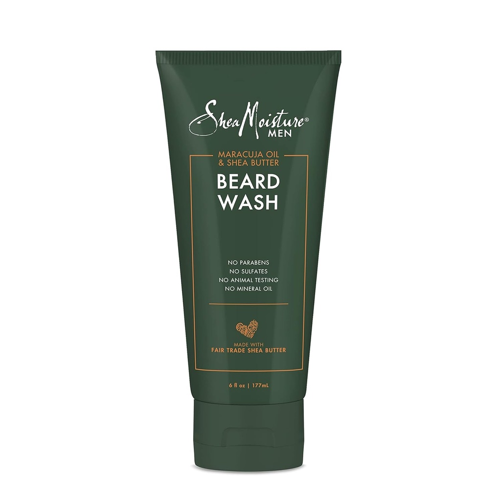 Lavagem de Barba Moistura para Barbas Cheias - Óleo de Maracuja & Manteiga de Karité para limpar e refrescar profundamente - 6 onças