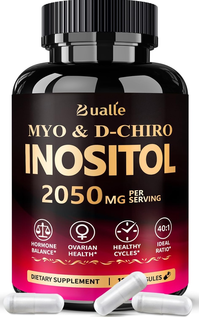 Bualle Myo-Inositol & D-Chiro Inositol Suplemento (40:1) Mistura para apoiar o equilíbrio hormonal para as mulheres
