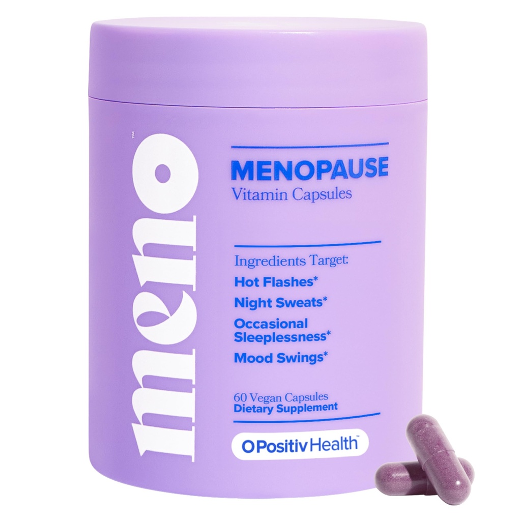 O Positiv MENO Vitaminas para a Menopausa - Suplemento de menopausa sem hormônios para as mulheres - Black Cohosh & Ashwagandha KSM-66 - Ajuda a aliviar flashes quentes, suores noturnos, balanços de humor - 30 Servings (Pack of 1)