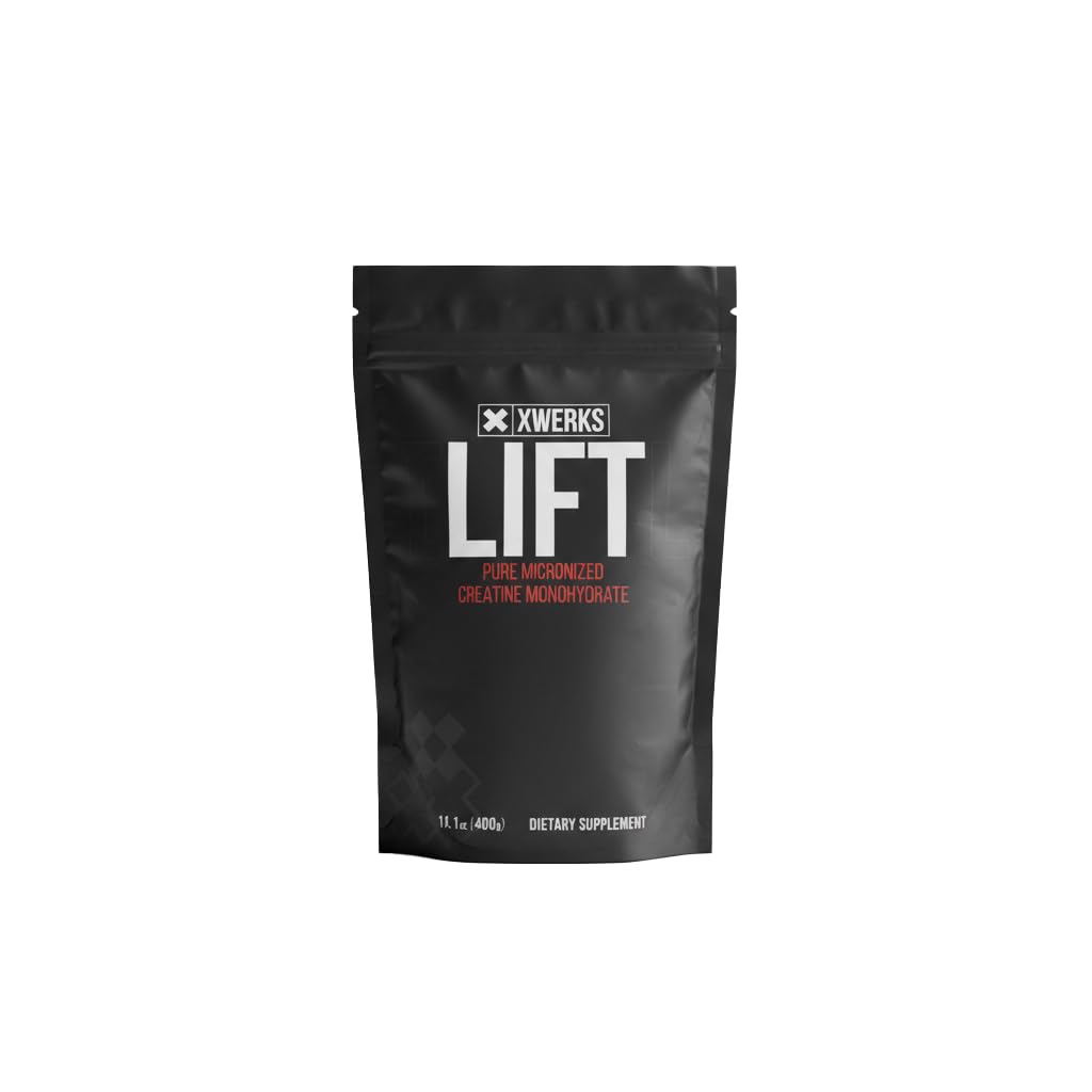 Xwerks Lift Micronized Creatine Monohidrato Pó, Sem sabor, 80 Servings, 100% Pure Natural 5000mg Fórmula Creatina, Suplemento Gainer de massa altamente solúvel, Pré-treino para recuperação do crescimento muscular