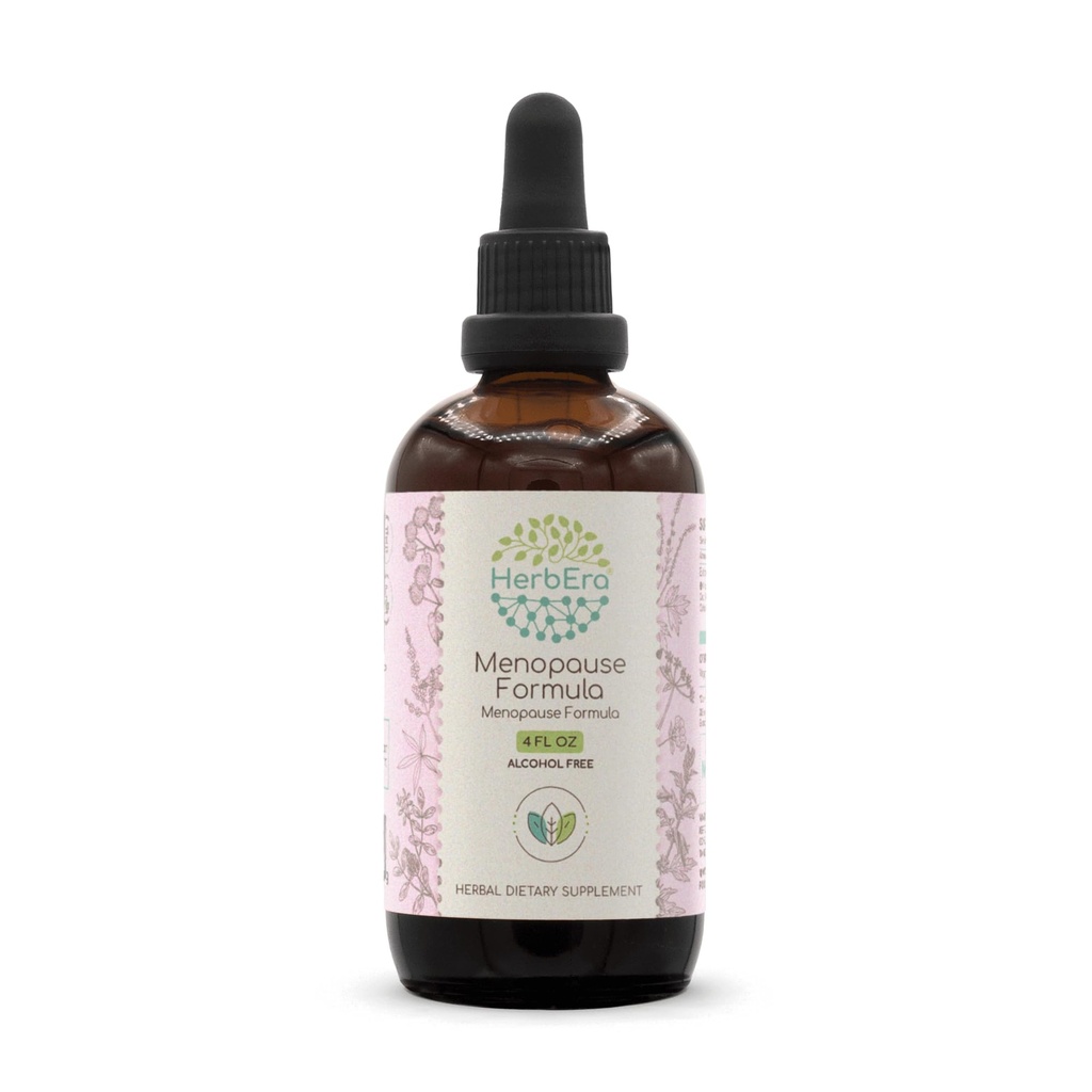 HerbEra Menopausa Fórmula B120 Extrato sem álcool Tintura, Liquido Concentrado Drops Natural Vitex Berry, Alcaçuz Root, Motherwort, Dong Quai Root, Burdock Root, Black Cohosh Root. 4 Fl Oz