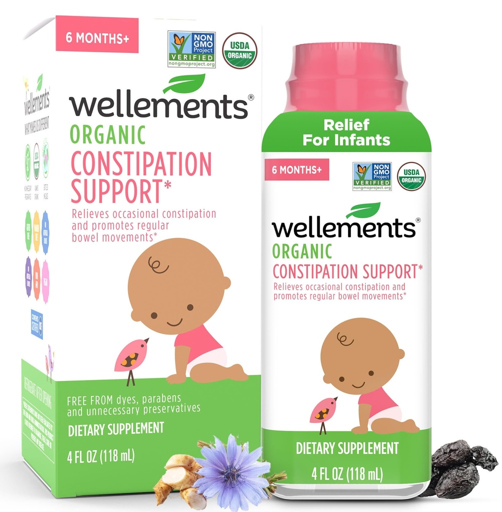 Suporte de Obstipação Orgânica de Wellements para Bebês e Crianças de 6 Mês (4 Fl Oz)
