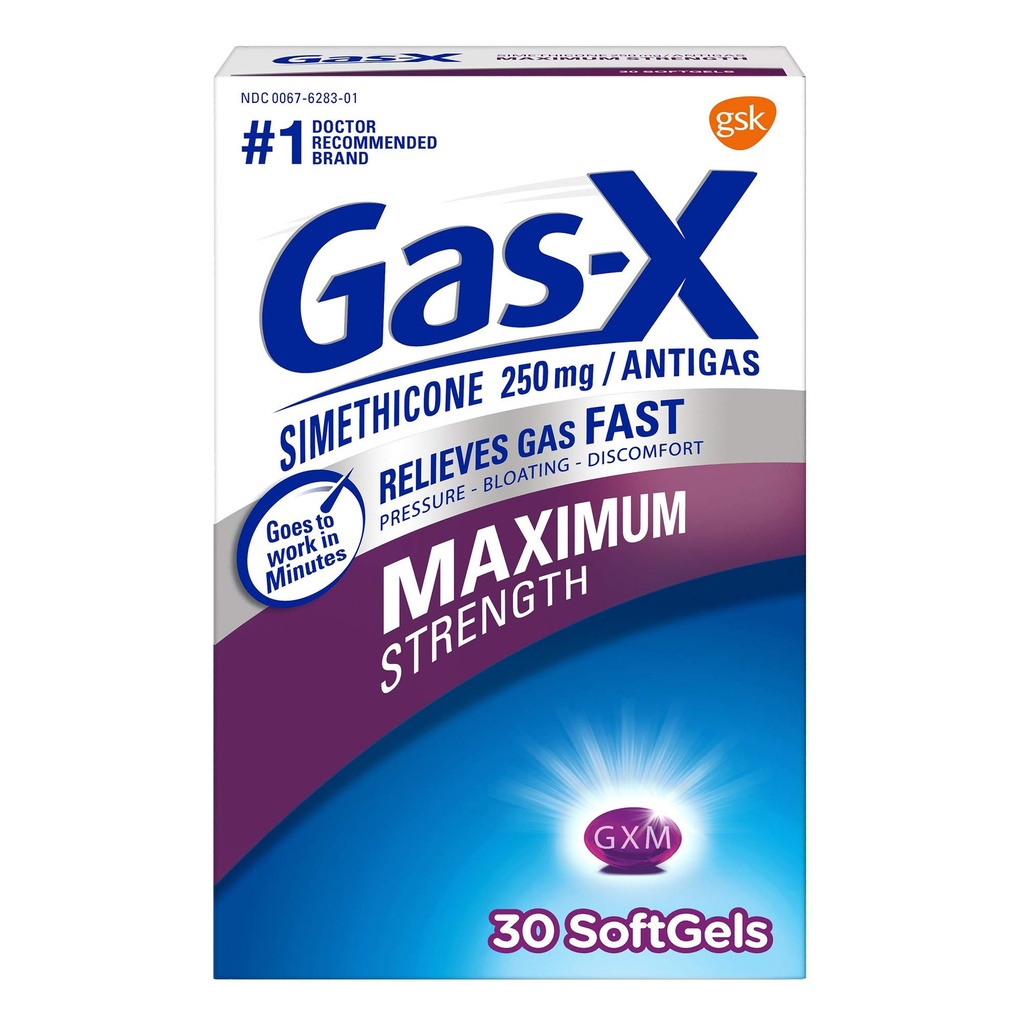 Gás-X Softgels de alívio de gás de força máxima com Simethicone 250 mg - 30 Contagem