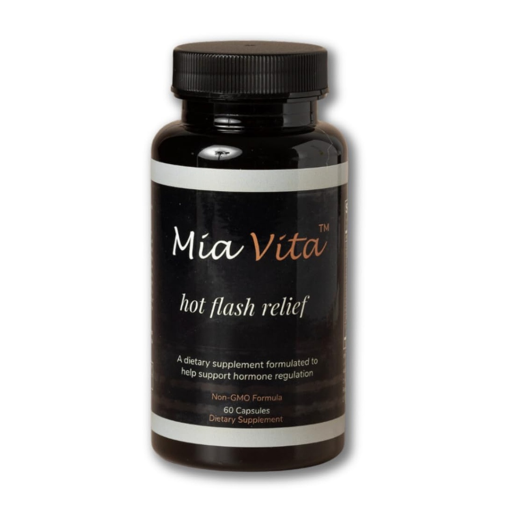 FEMMEPHARMA Mia Vita Hot Flash Suplementos para menopausa Não-GMO Natural Hormônio Regulamento para suores noturnos Preto Cohosh & Dong Quai 60 Cápsulas (30 fornecimento dia)