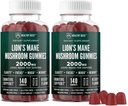 Lions Mane Mushroom Gummies for Adults, 280 Count Bulk Lion's Mashables, High Potence 10:1 Organic Extract equivale a 2000mg, Supplement Supply Supplements Mental Clarity, Focus, Mood and Brain Fog, 2 Pack