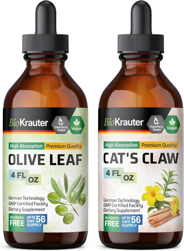 BIO KRAUTER Olive Leaf Tintura 4 Fl. Oz. & Cat's Claw Tintura 4 Fl. Oz.