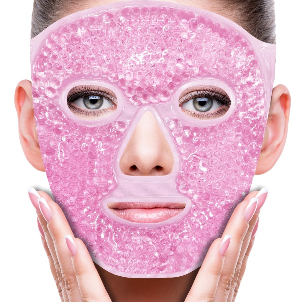 ZNÖCUETÖD Face Mask Mask Pacote de Gelo para Reduzir Puffiness, Sacos Sob Olhos, Círculos Negros Puffy, Enxaqueca, Pacote quente / frio com suporte macio de pelúcia (Pink #19)