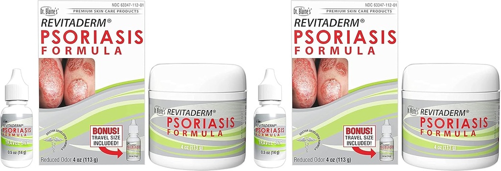 Fórmula de Psoríase do Dr. Blaine - Creme tópico com alcatrão de carvão, óleo de árvore de chá e óleo de lavanda para coceira, flaking, seco, alívio da pele rachada - 4 fl. oz. - Inclui garrafa de tamanho de viagem (2-Pack)