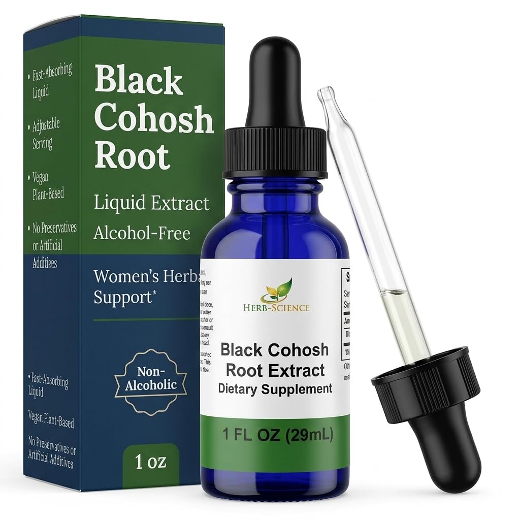 Raiz de Cohosh Negra – Suporta alívio menstrual, alívio da menopausa, pressão sanguínea saudável, circulação – extrato líquido livre de álcool, 1 oz - ciência de ervas